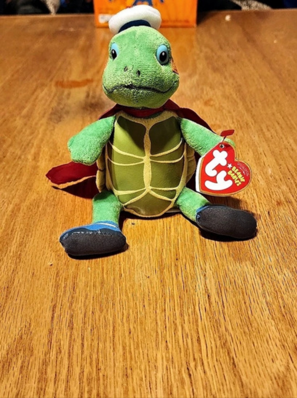 Ty Tuck the Turtle Green Plush with Red Cape